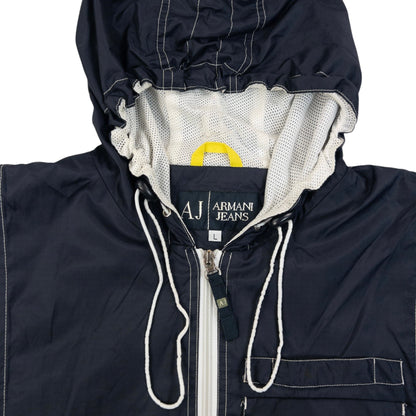 Vintage 2000s Armani Jeans Full Zip Ventilated Jacket | Small, Navy