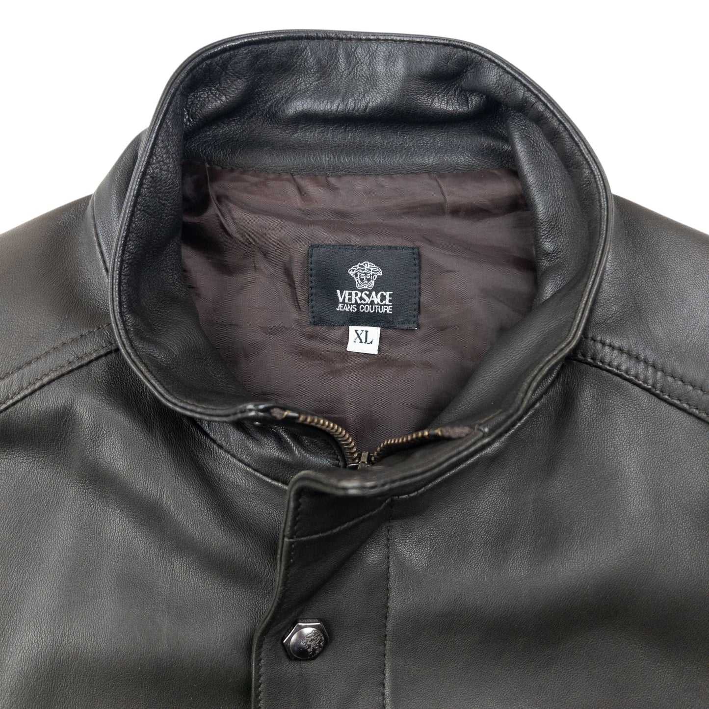 Vintage 2000s Versace Jeans Couture Leather Cargo Jacket Size M | Medium, Black