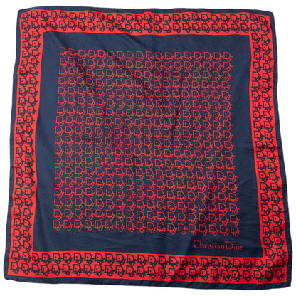 Vintage 80s Dior Monogram Silk Scarf | O/S, Red and Navy