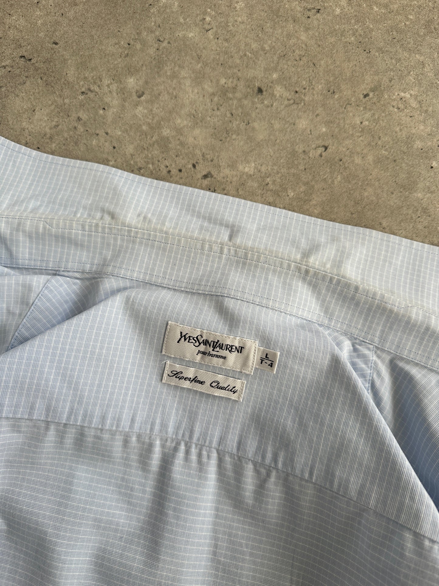 Yves Saint Laurent Pour Homme 1990s Cotton Check Logo Shirt - L