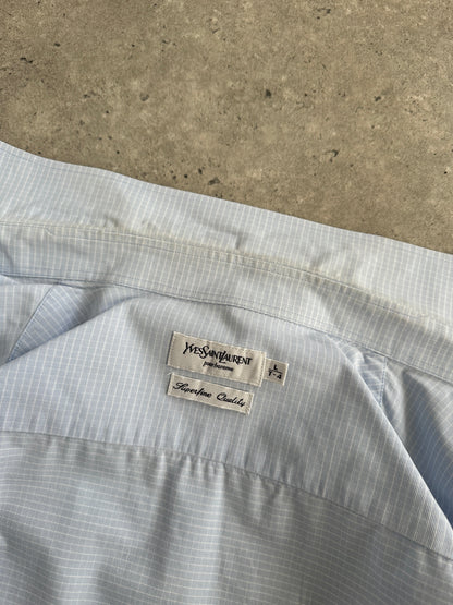Yves Saint Laurent Pour Homme 1990s Cotton Check Logo Shirt - L