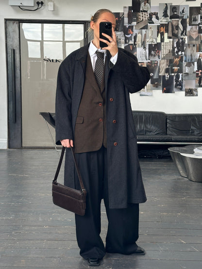 Vintage 1990s Wool Cashmere Concealed Placket Coat - XL