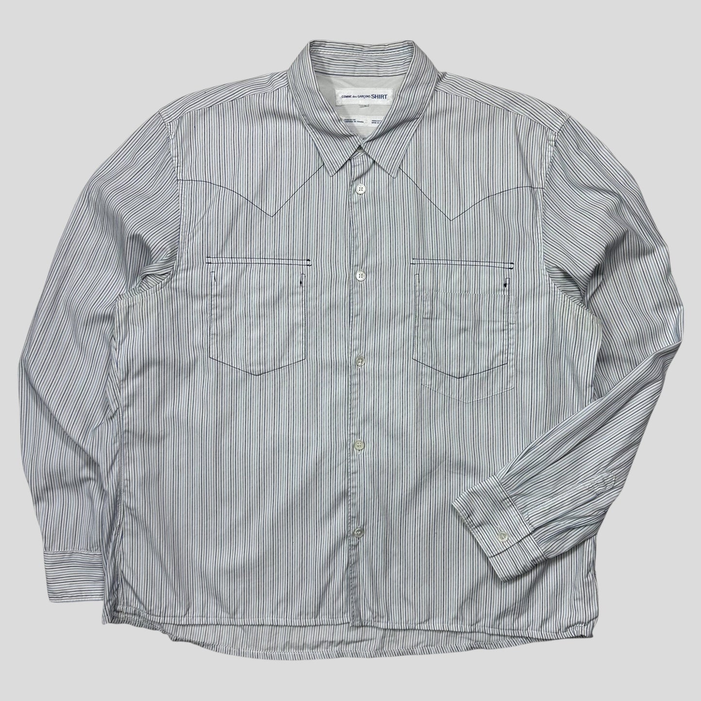 CDG SHIRT 00’s Reversible Embroidered Stripe Boxy Shirt - M/L