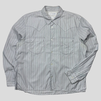 CDG SHIRT 00’s Reversible Embroidered Stripe Boxy Shirt - M/L