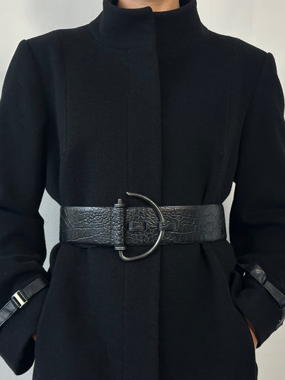 Vintage 1990s Leather Chunky D Ring Belt - W36-40