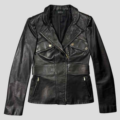 Gucci by Tom Ford 2003 GG Monogram Leather Belted Jacket - IT42