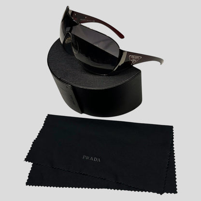 Prada Milano 00’s Triangle Logo Gradient Shield Sunglasses | O/S, Grey