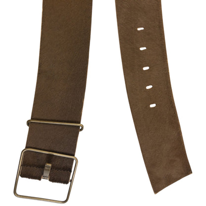 Vintage 2000s Miu Miu Calf Hair Leather Belt Size L | O/S, Brown