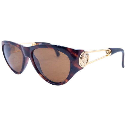 Vintage 1996 Gianni Versace Safety Pin Tortoise Shell Sunglasses | O/S, Brown
