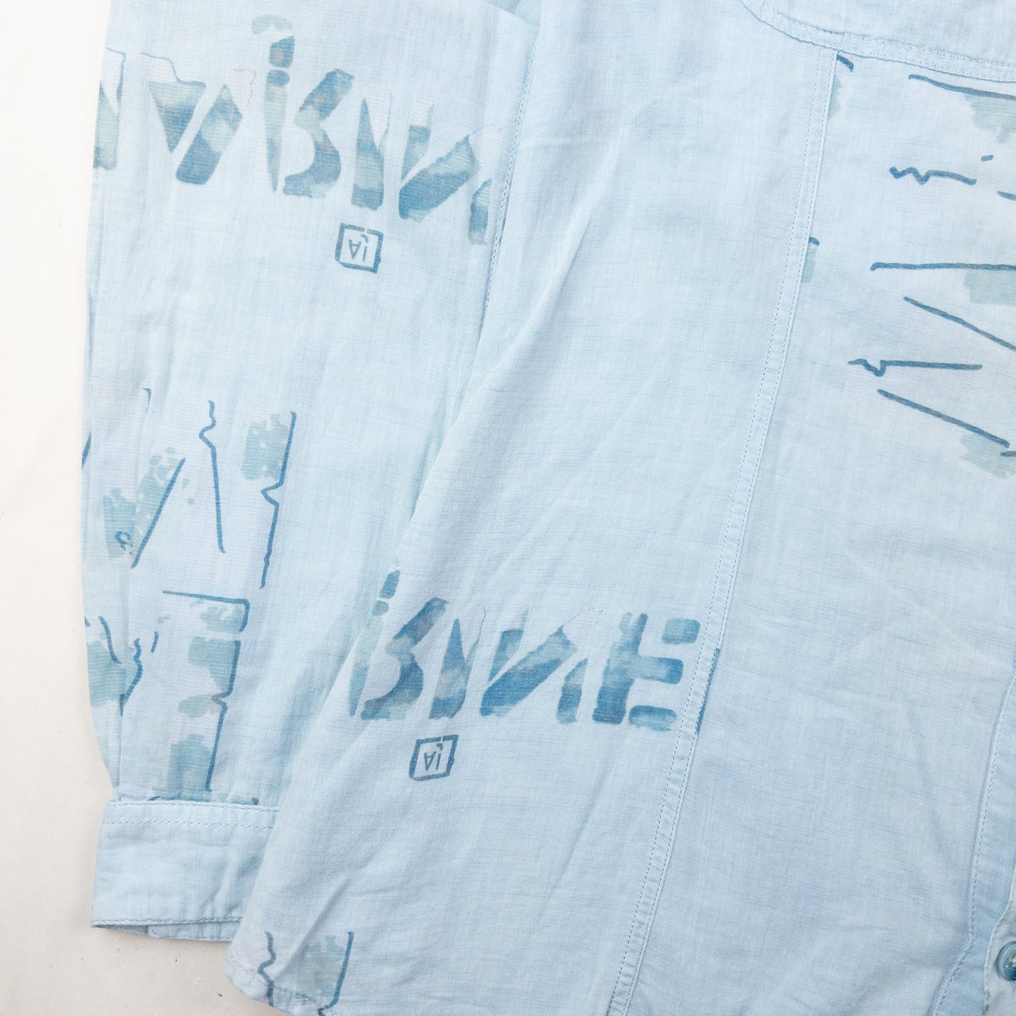 Vintage 2000s Armani Jeans Text Print Long Sleeve Button Up Shirt Size M | Medium, Blue