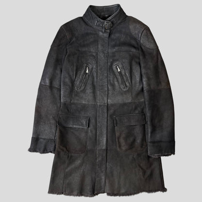Versace VJC 90’s Leather Fur Sheepskin Afghan Coat - M | Default Title, Black