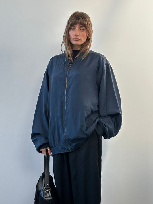 Vintage 1980s Pure Silk Bomber Jacket - XXL