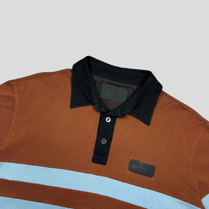 Prada 2018 Rubber Race Logo Asymmetrical Panelled Shirt - L