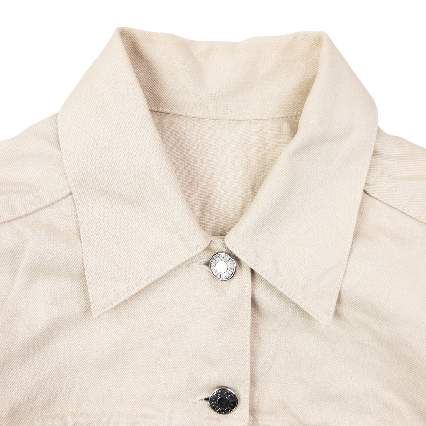 Vintage 2000s Gucci By Tom Ford Button Up Denim Jacket Womens Size S | Small, Cream
