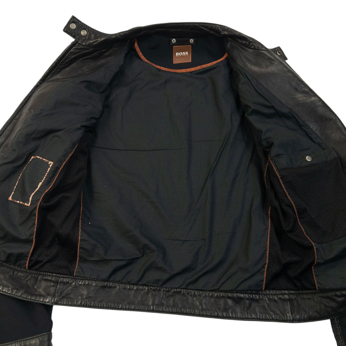 Vintage 90s Hugo Boss Zip Up Leather Jacket Size S | Small, Black
