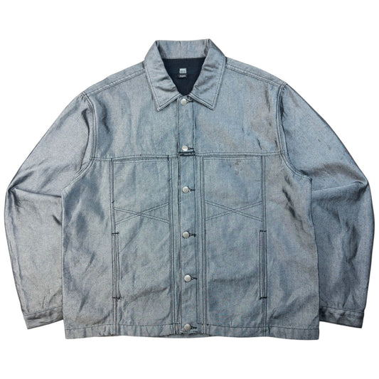 Vintage 2000s Marithe + Francois Girbaud Metallic Denim Jacket Size XL | XL, Grey