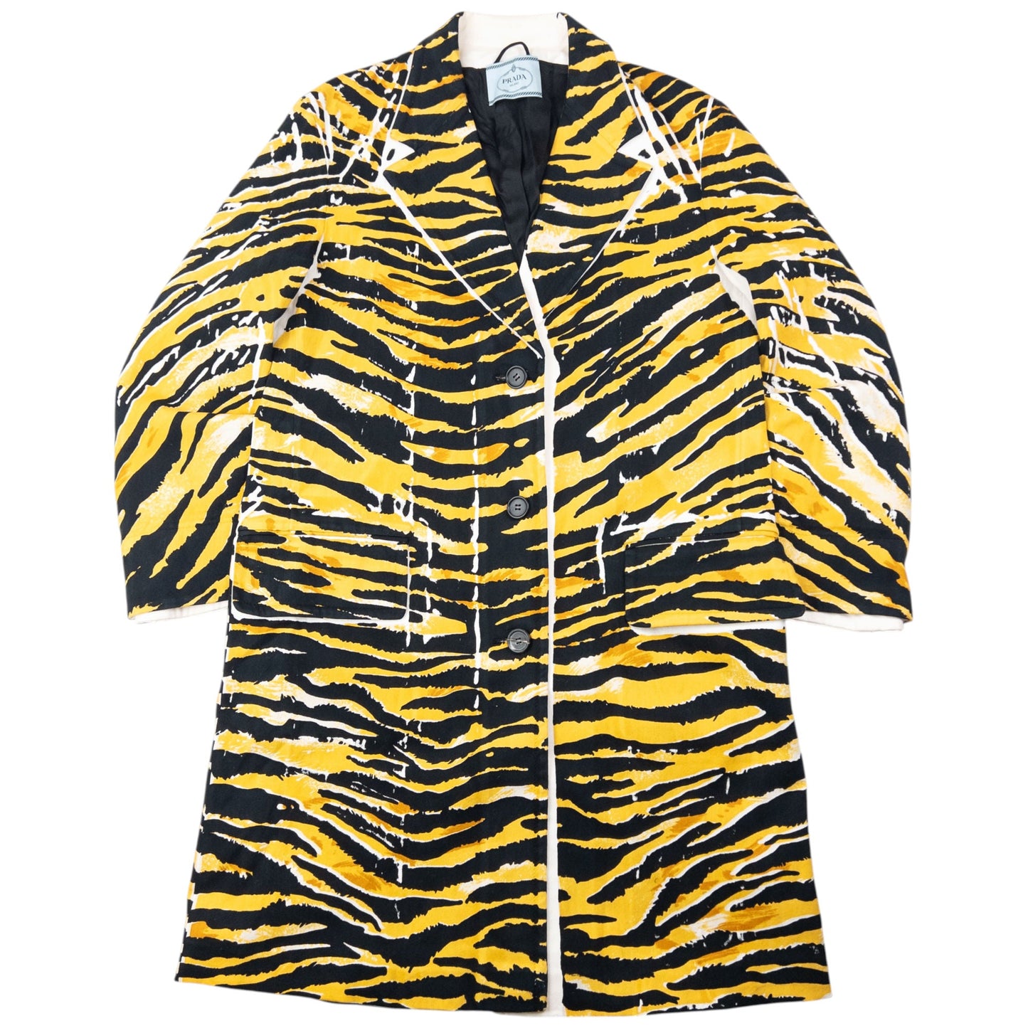 2018 Prada Tiger Stripe Pop Art Jacket Womens Size XL | XL, Yellow, Black, White