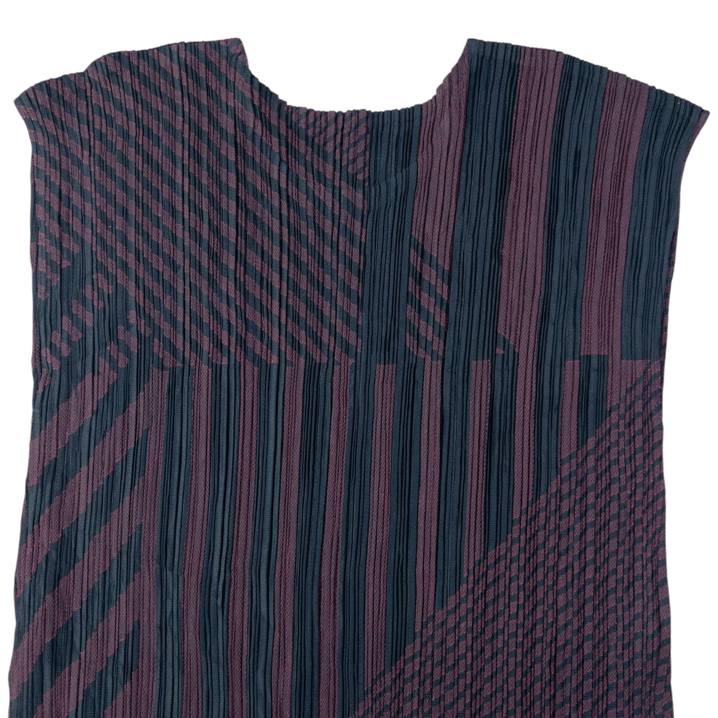 Vintage Pleats Please By Issey Miyake Pattern Mini Dress Womens Size M | Medium, Navy