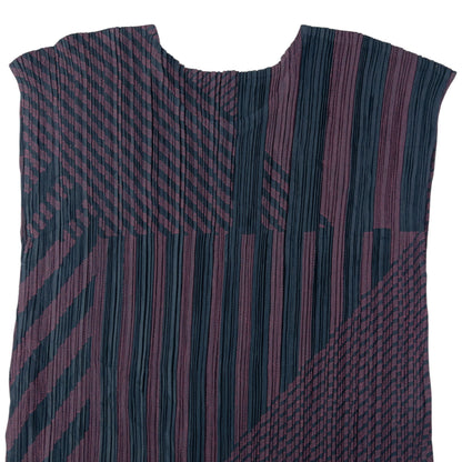 Vintage Pleats Please By Issey Miyake Pattern Mini Dress Womens Size M | Medium, Navy