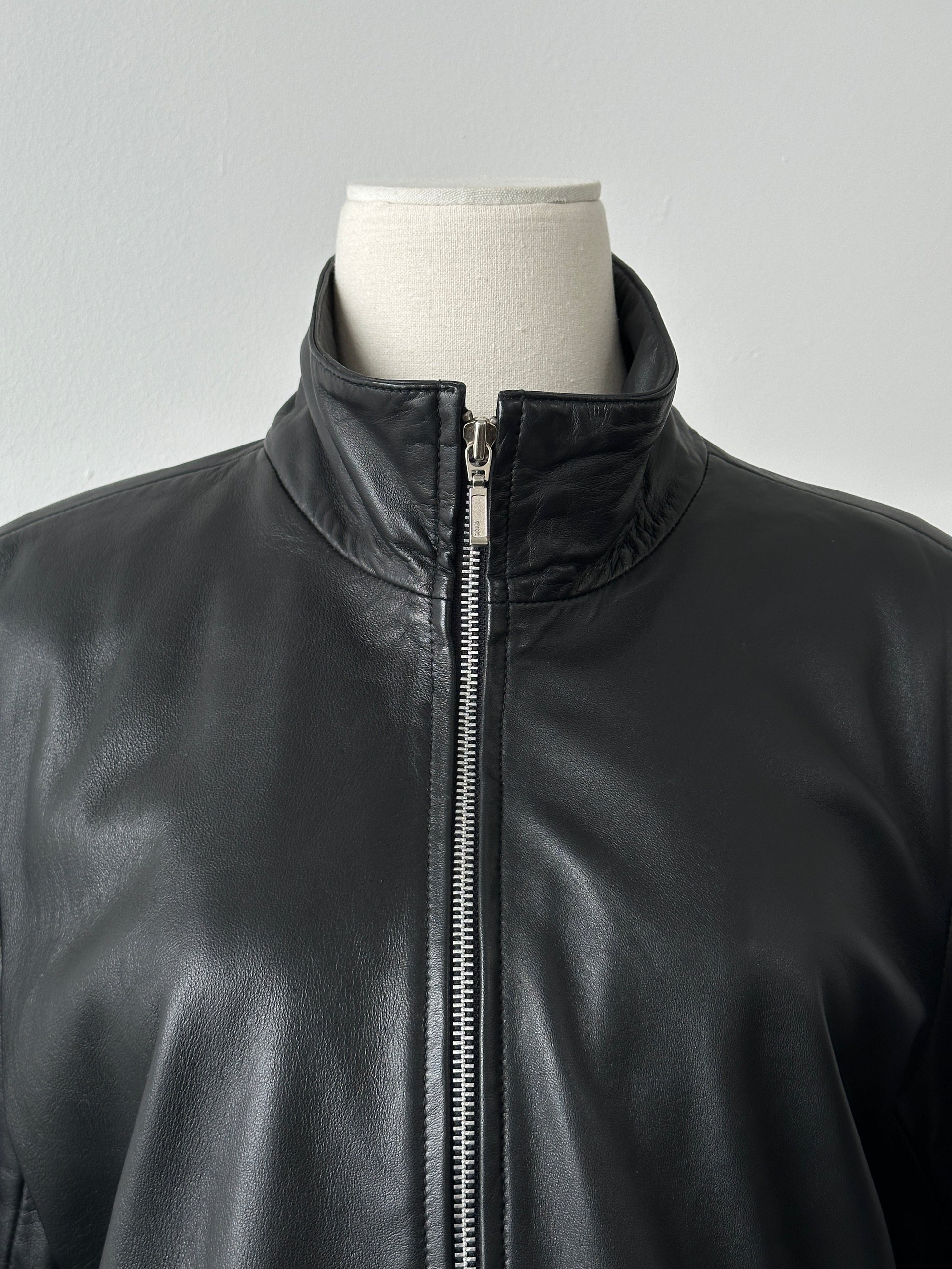 Vintage 2000s Double Zip Leather Jacket - S-M