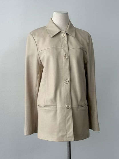 British Vintage 1990s Minimal Leather Jacket - M