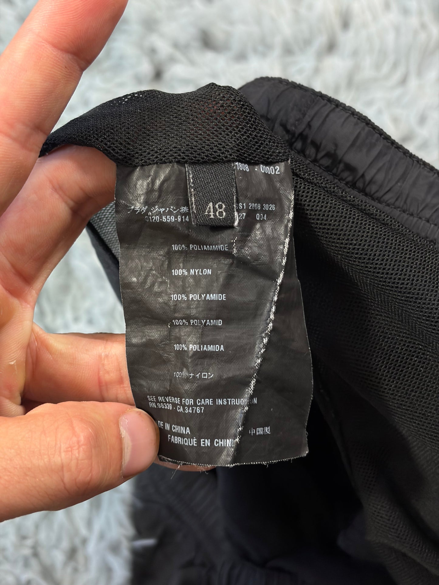 Prada Sport 2008 Black Nylon Red Tab Shimmer Shorts - IT48 | O/S, Black