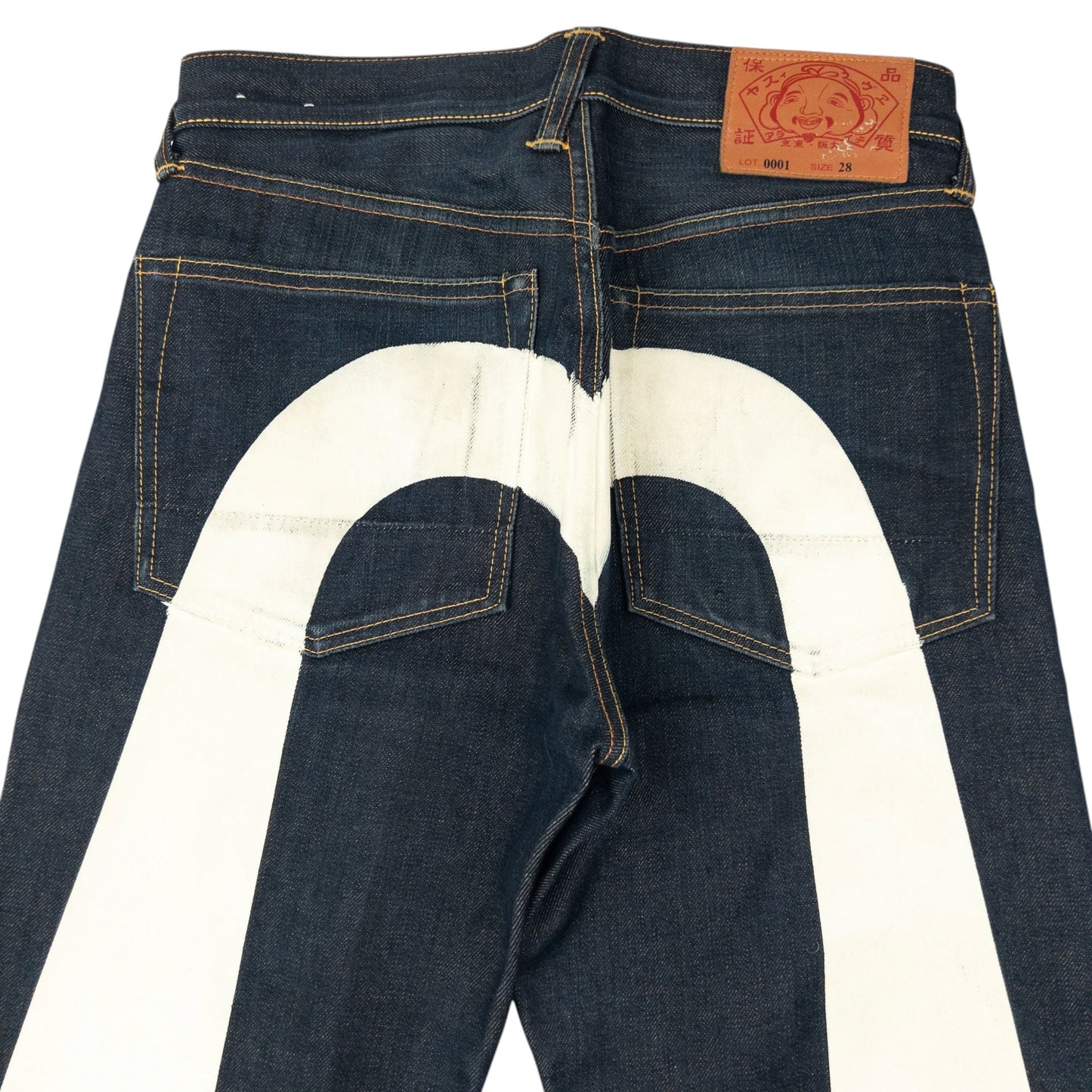 Vintage 2000s Evisu Painted Daicock Japanese Denim Jeans Size W29 | W29, Cream