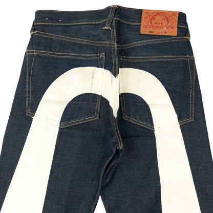 Vintage 2000s Evisu Painted Daicock Japanese Denim Jeans Size W29 | W29, Cream