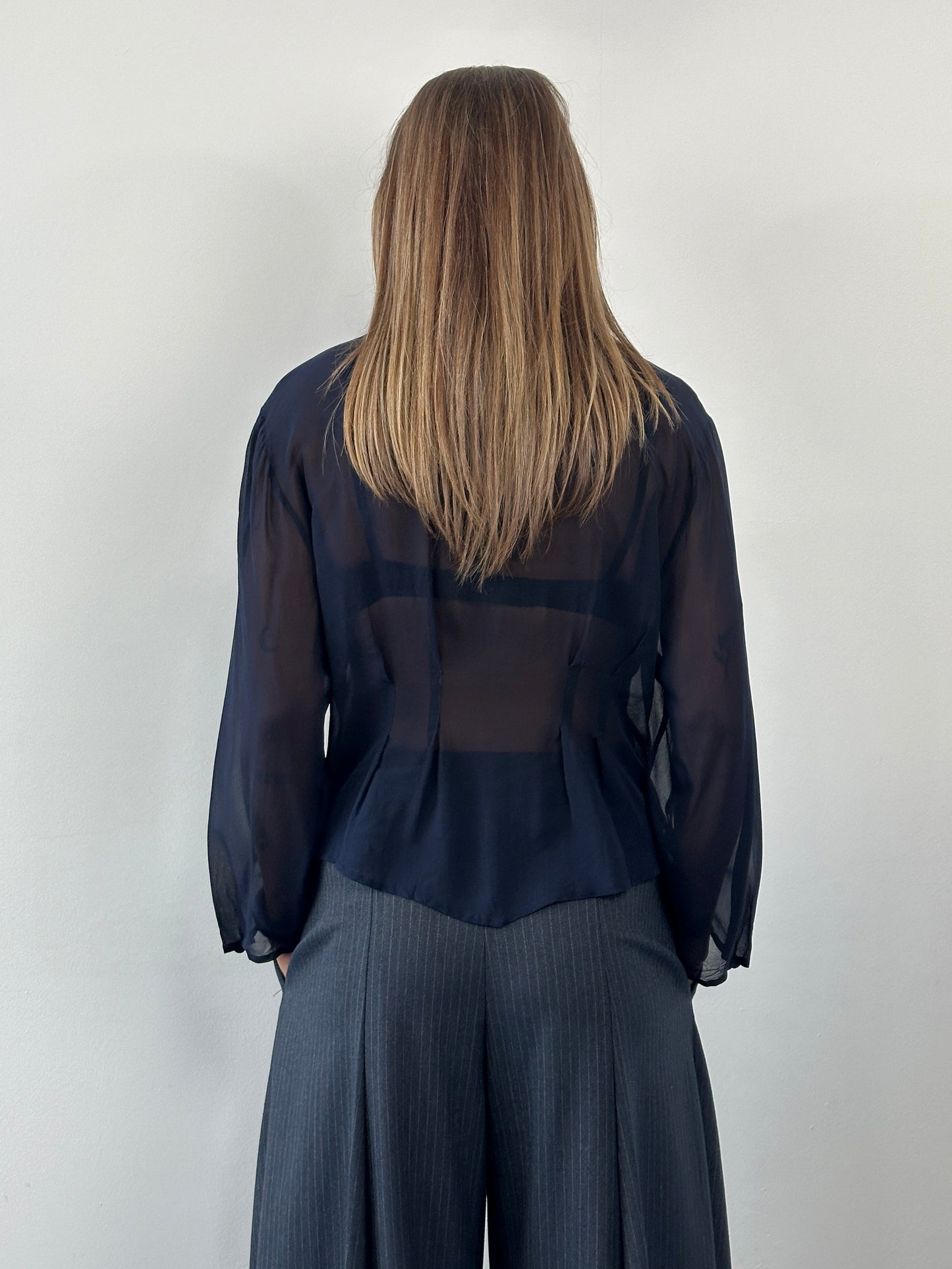 Vintage 1990s Pure Silk Sheer Shirt - M