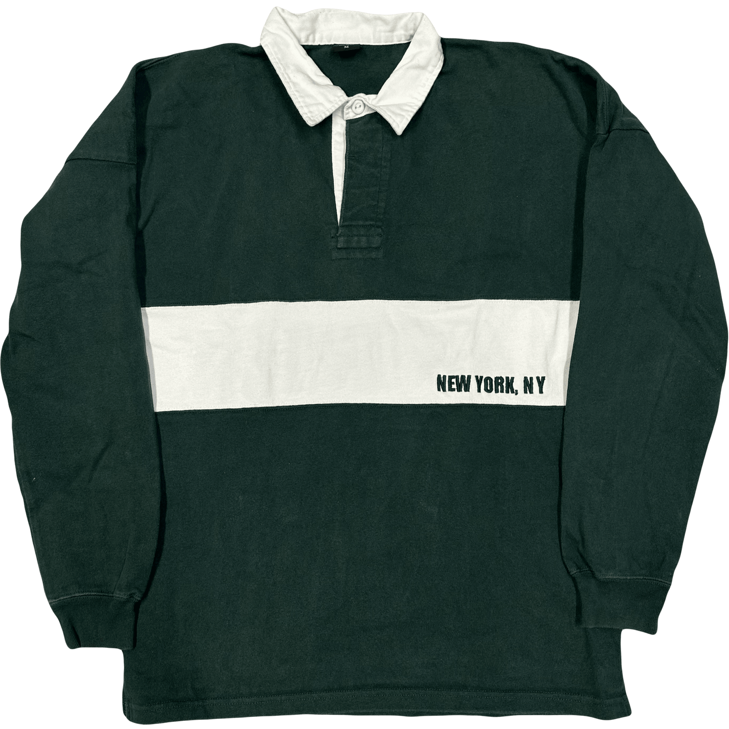 Avirex N.Y Spellout Longsleeve Polo In Green ( M ) - Known Source