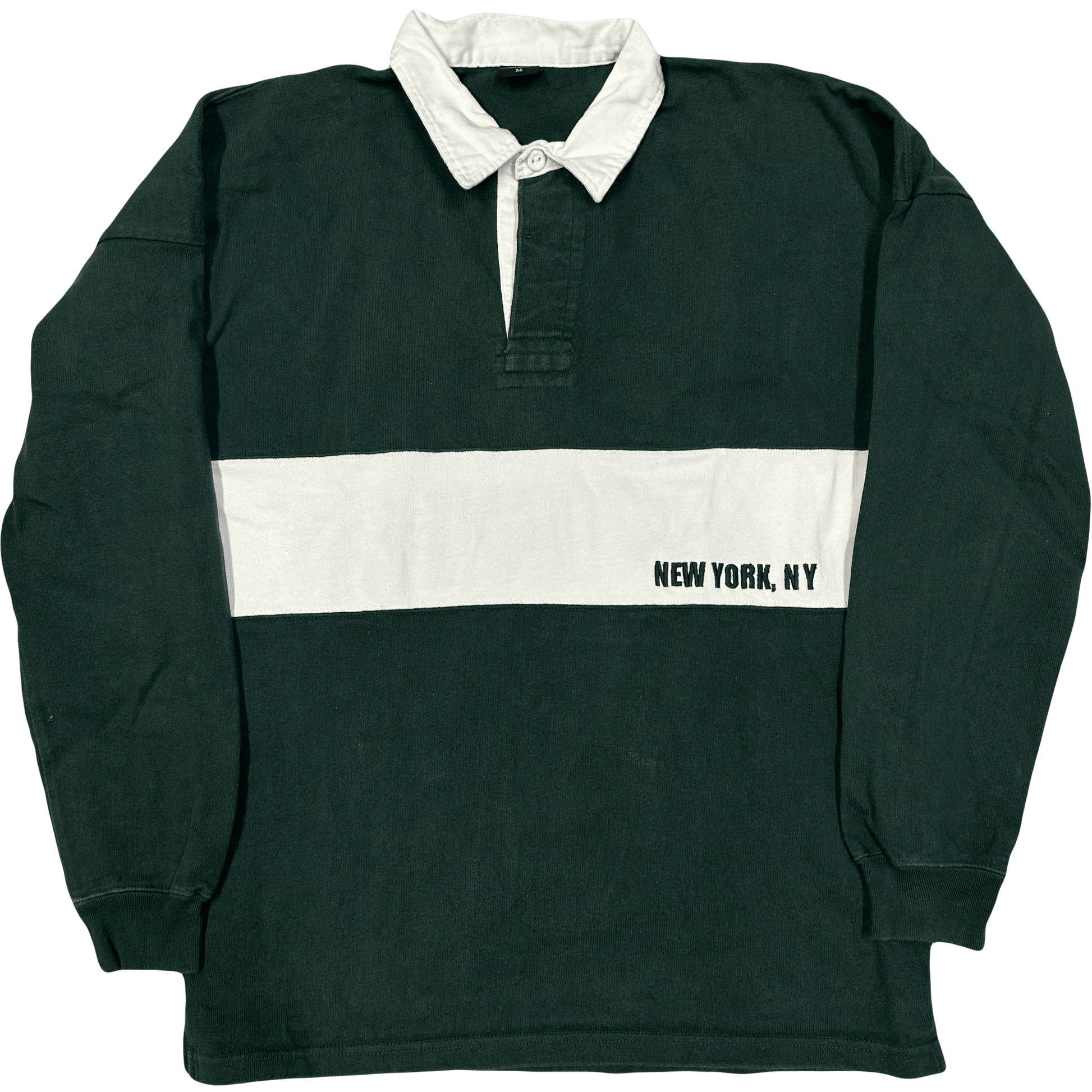 Avirex N.Y Spellout Longsleeve Polo In Green ( M ) - Known Source