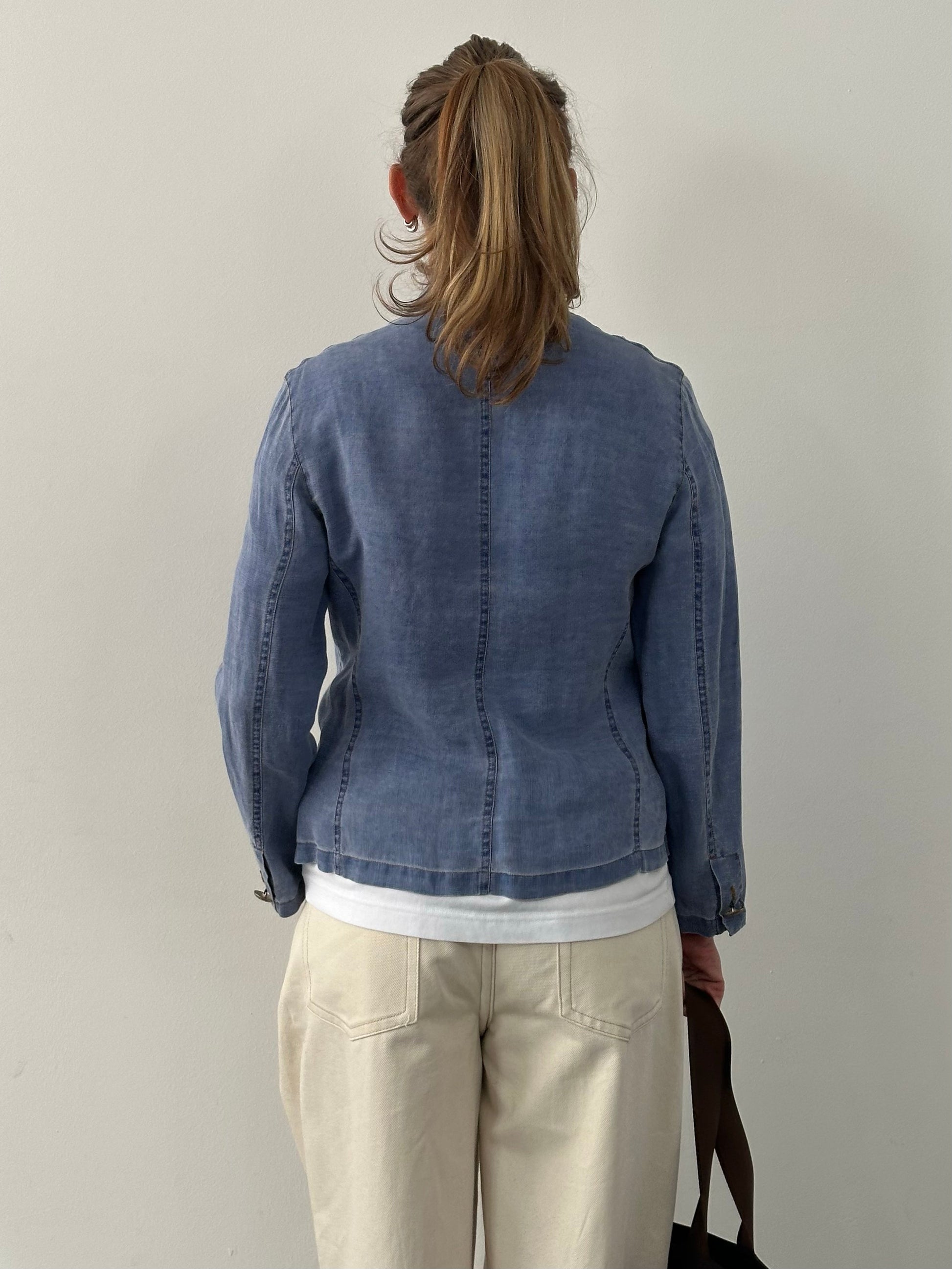 Armani Jeans 1990s Pure Linen Bespoke Button Jacket - S-M