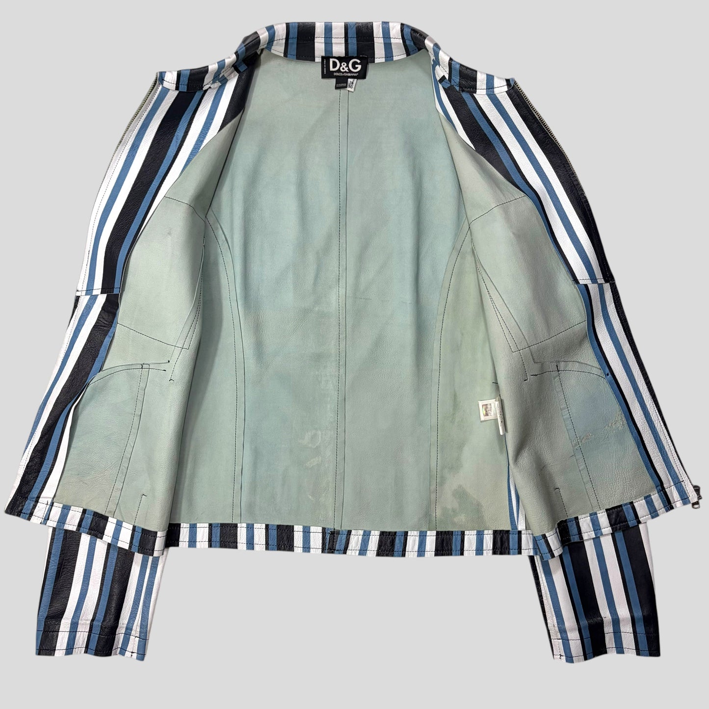 Dolce & Gabbana 00’s Leather Striped Blouson Work Jacket - M | Default Title, Multicoloured