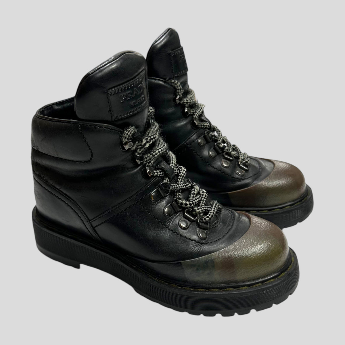 Prada Milano Leather Combat Boots - UK4.5/5 | O/S, Camo