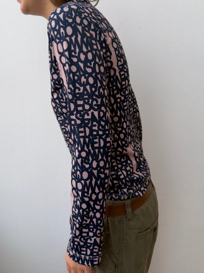 Comme Des Garçon X baanai SS19 All-Over Print Long Sleeve | Small, Pink, Black