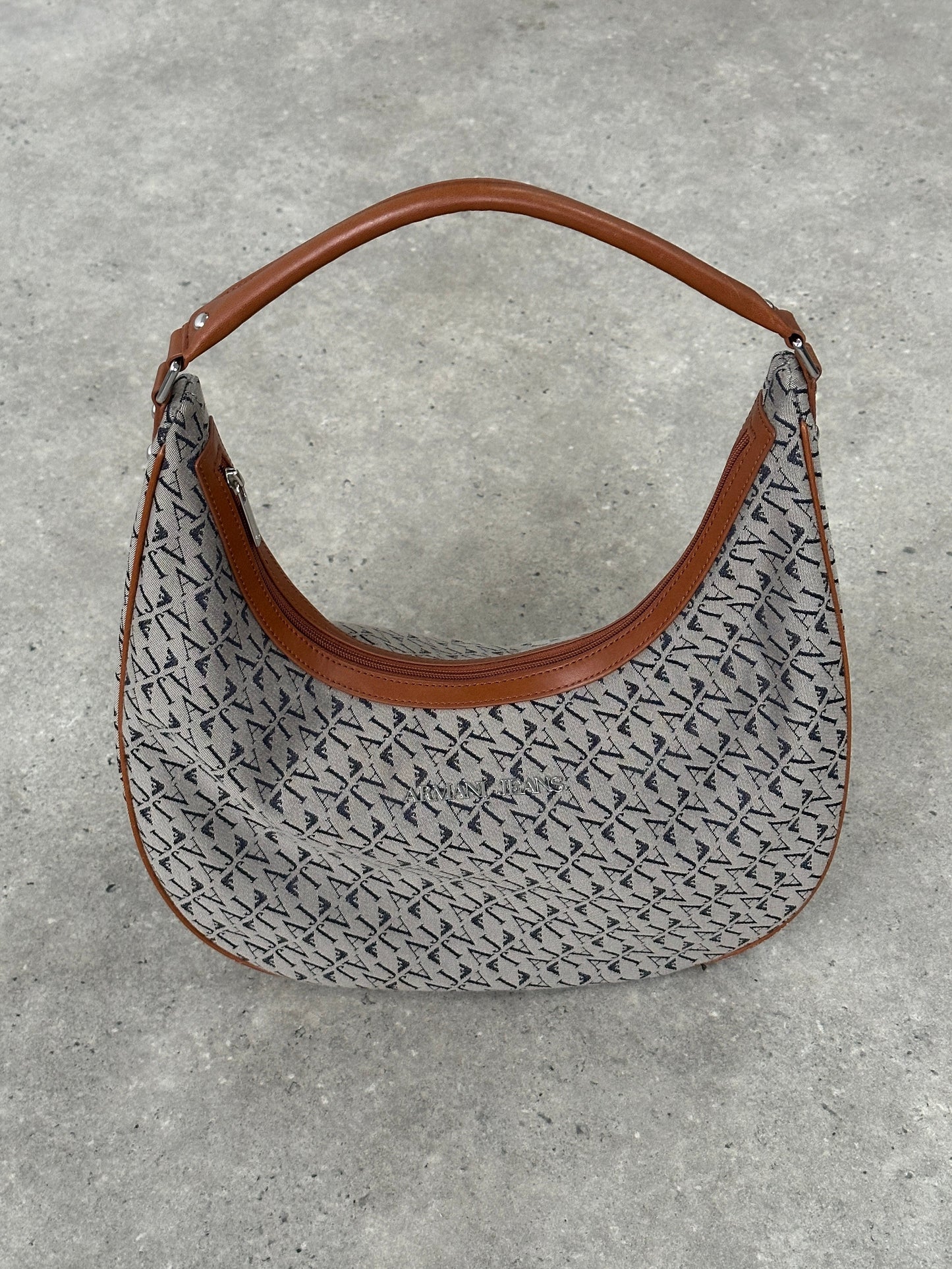 Armani Jeans 2000s Monogram Crescent Shoulder Bag