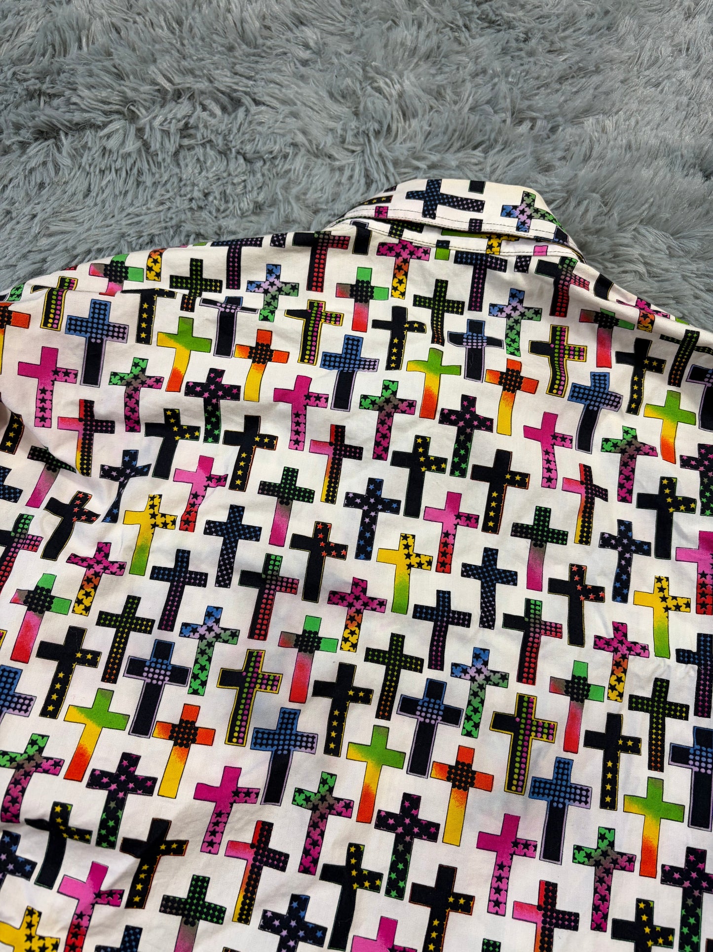 Versace VJC 90’s Rainbow Crosses Medusa Button Shirt - M (L/XL) | O/S, Gold