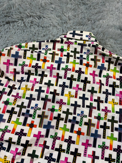 Versace VJC 90’s Rainbow Crosses Medusa Button Shirt - M (L/XL) | O/S, Gold
