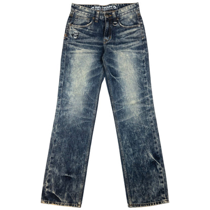 Vintage Big Train Embroidered Pirate Skull Japanese Denim Jeans Size W30