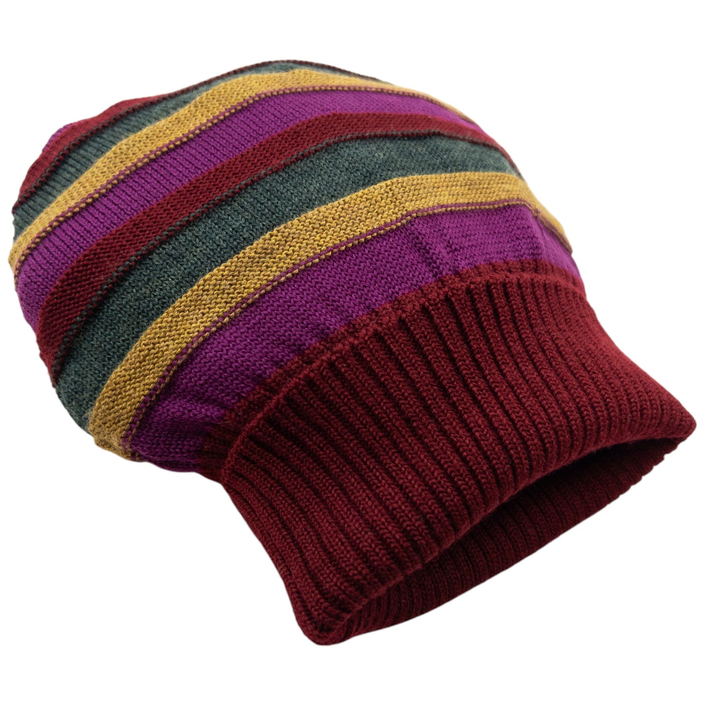 Vintage 2000s Issey Miyake MEN Striped Wool Beanie Hat | O/S, Multicolor