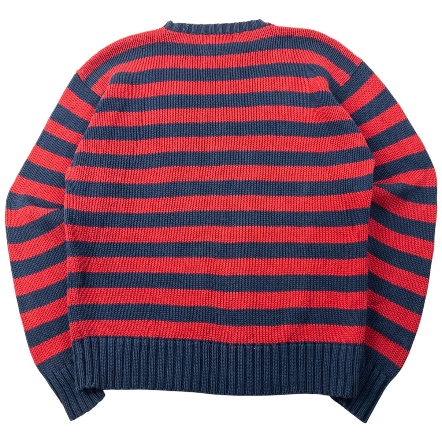 Vintage 90s Polo Ralph Lauren Crest Striped Knit Jumper Size M | Medium, Navy