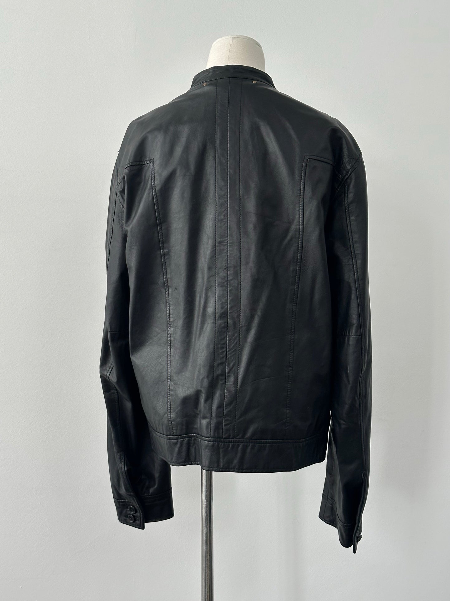 Vintage 1990s Double Breasted Leather Jacket - M