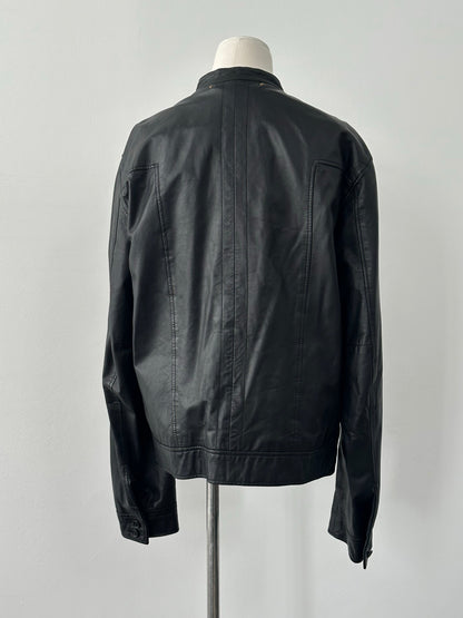 Vintage 1990s Double Breasted Leather Jacket - M
