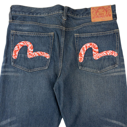 Vintage 2000s Evisu Double Gull Embroidered Japanese Denim Jeans Size W34 | W34, Blue