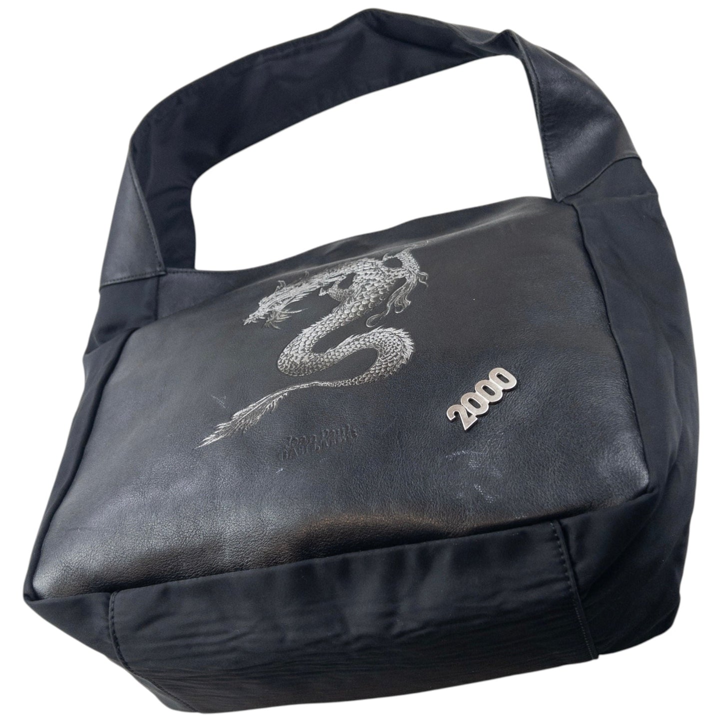 Vintage 2000 Jean Paul Gaultier Dragon Leather Shoulder Bag | O/S, Black