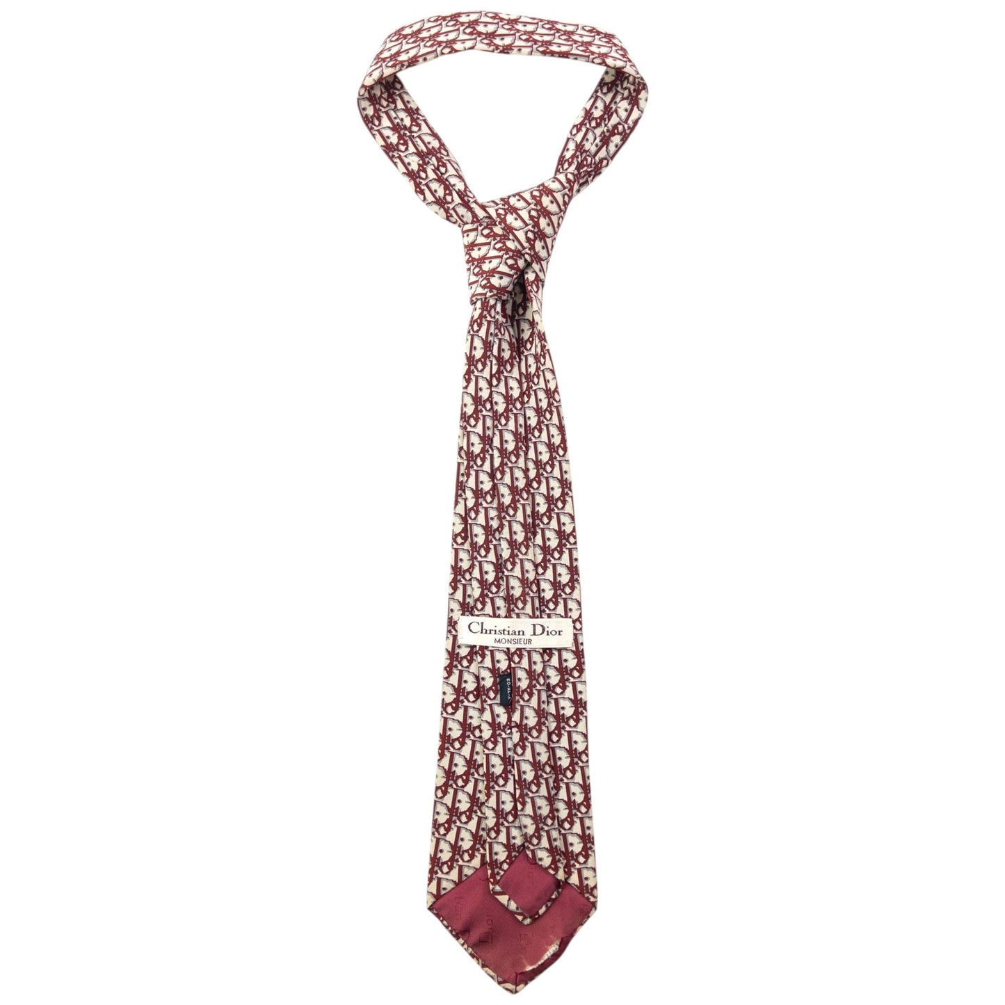 Vintage 90s Dior Monogram Silk Tie | O/S, Cream