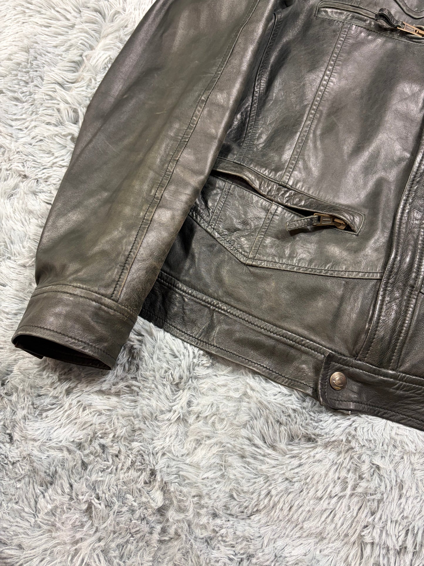 Just Cavalli SS07 Leather Weathered Bondage Jacket - L | O/S, Multicoloured