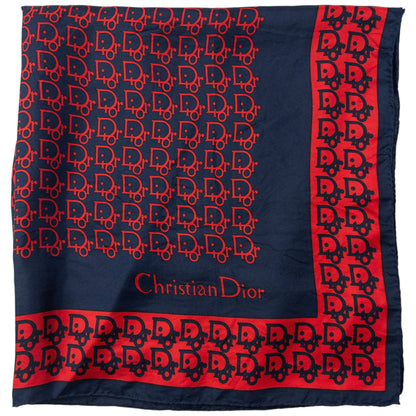 Vintage 80s Dior Monogram Silk Scarf | O/S, Red and Navy