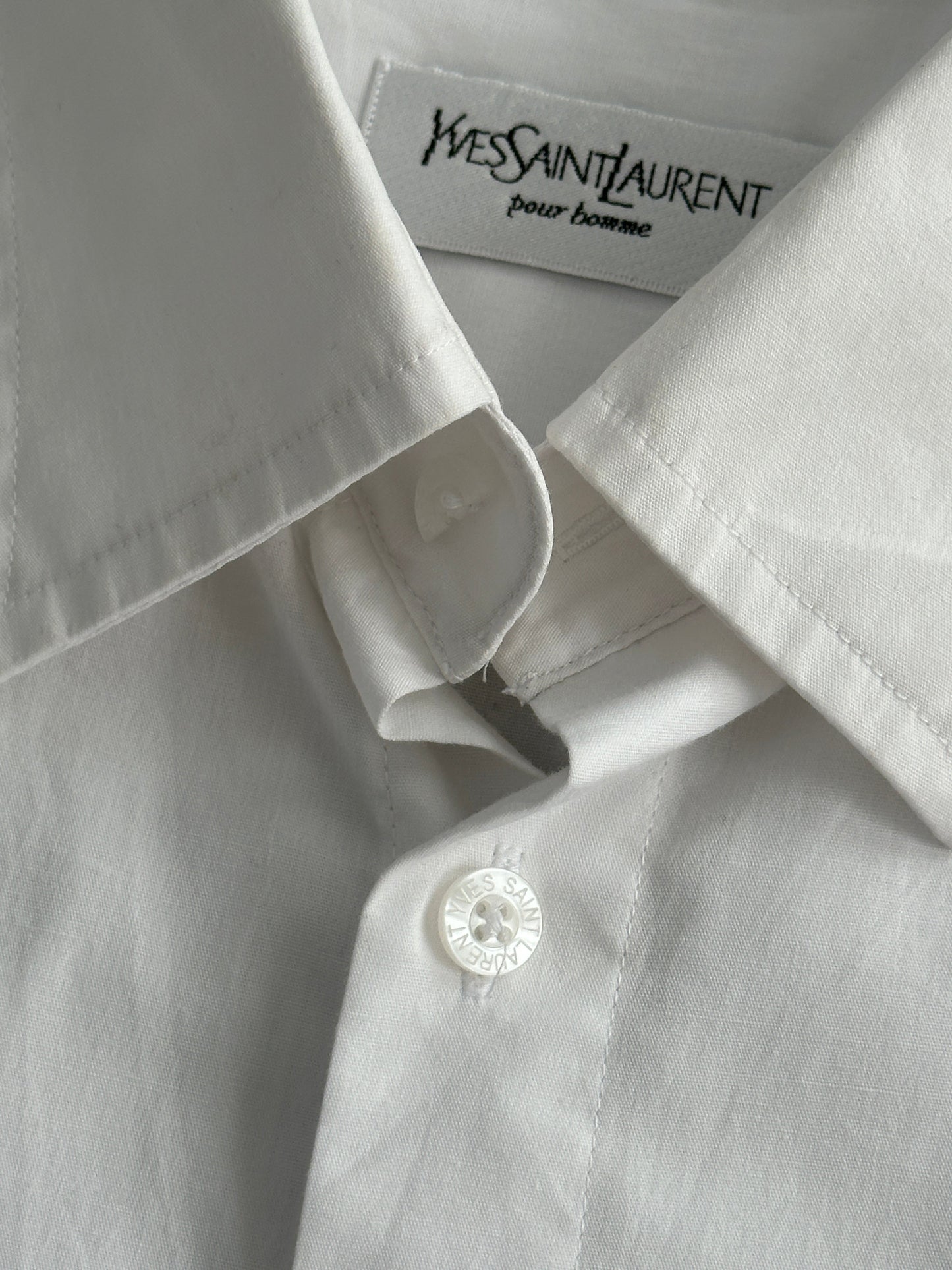 Yves Saint Laurent Pour Homme 2000s Cotton Short Sleeve Logo Shirt - L
