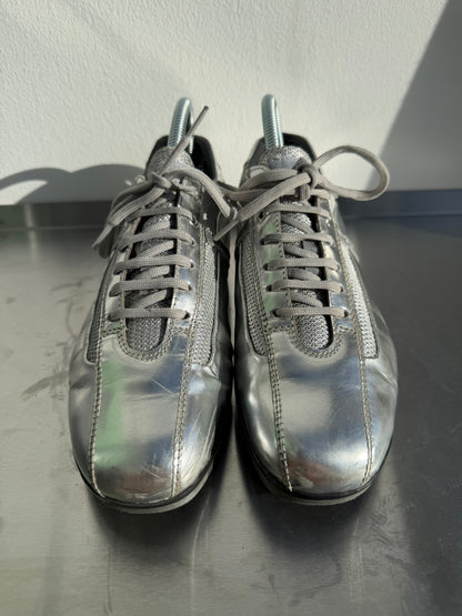 Prada Sport 00s Metallic Trainers | UK 37.5, Metallic Silver
